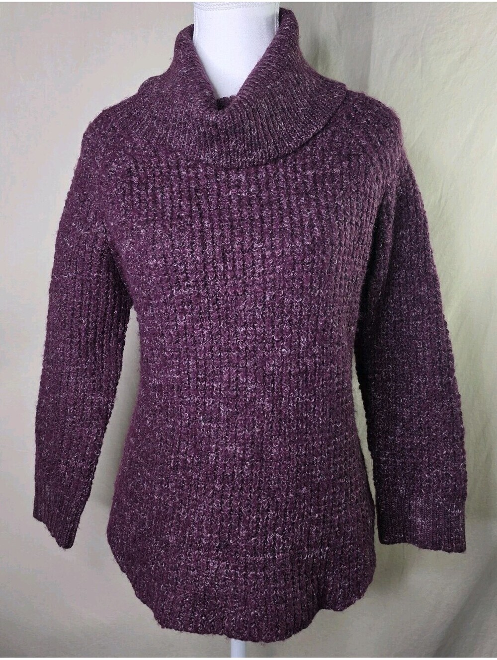 Free People Cowl Neck Sweater S Purple Chunky Wool Blend